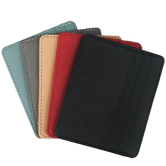 Easy To Carry Leather ID Credit Card Document Men Women Card Holder / 4 Pouch - Picture 4 of 7